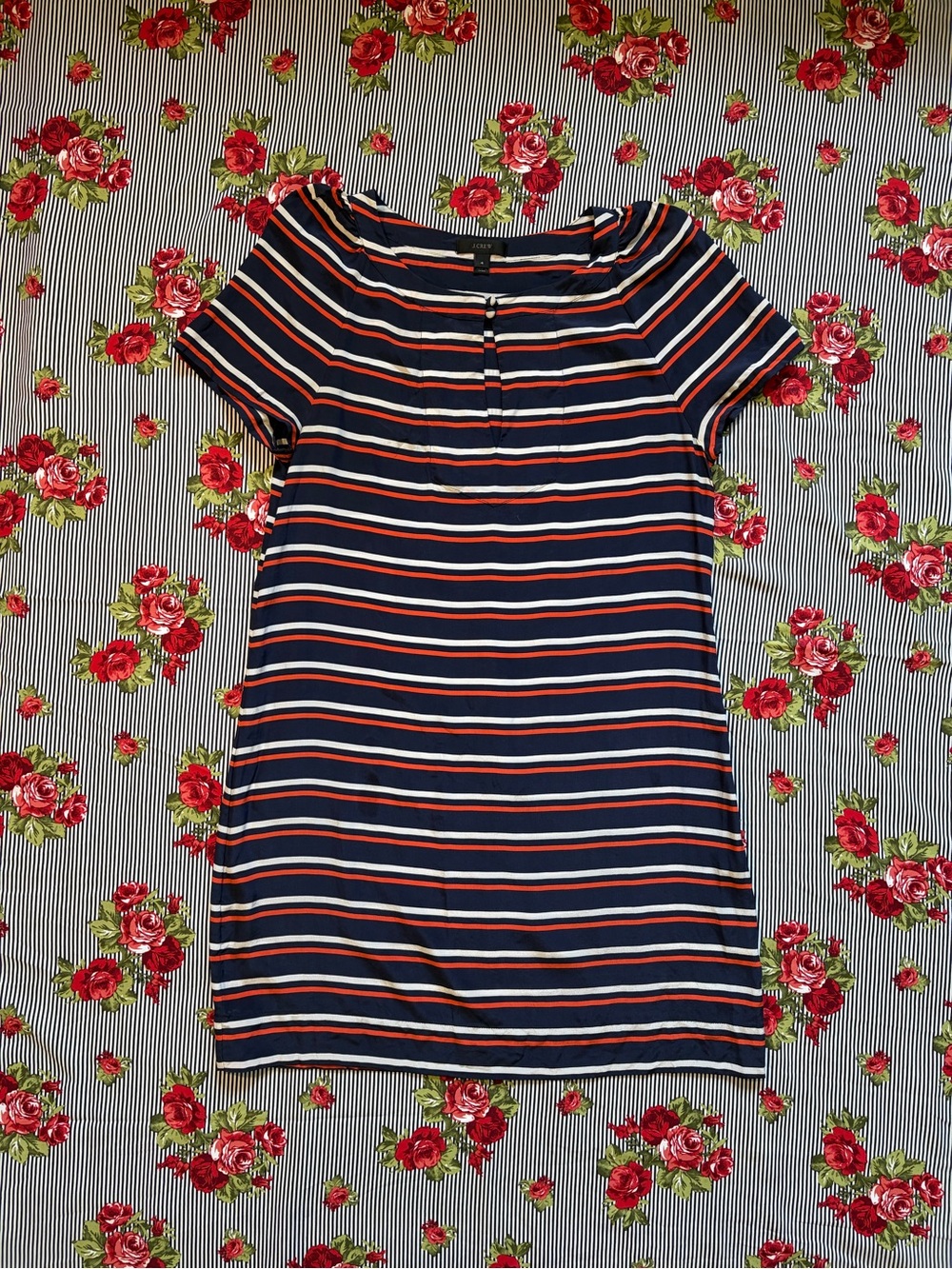 J. Crew Navy Striped Short Sleeve T-Shirt Dress